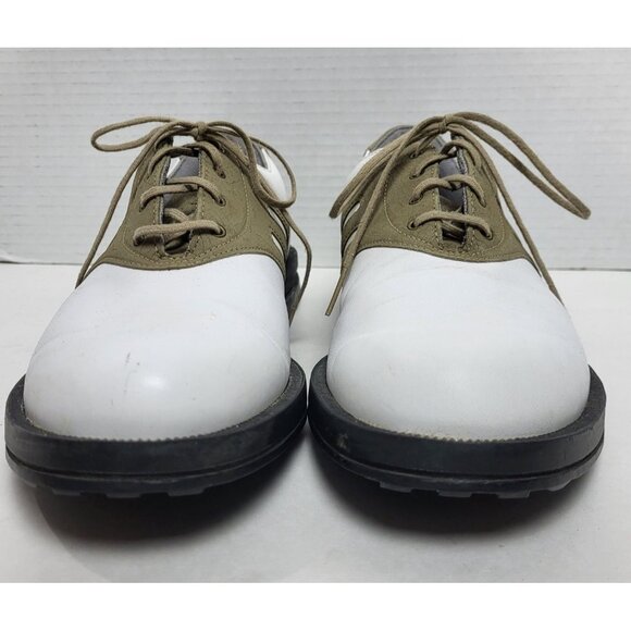 Adidas Mens ZTraxion Golf Shoes Cleats White & Olive Leather Size 7 - Picture 3 of 11